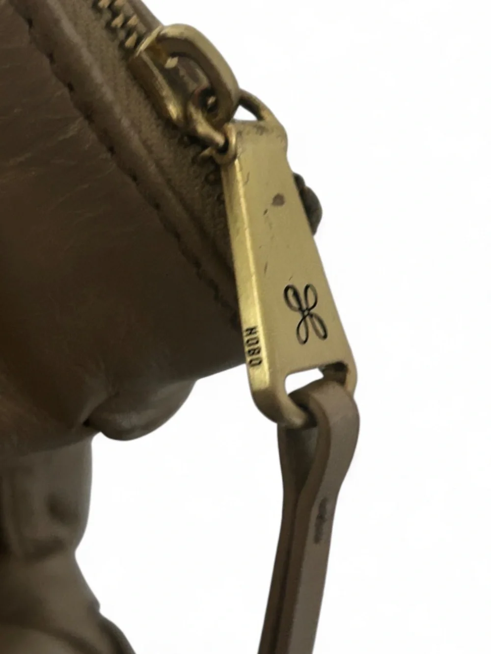 HOBO Metallic Gold Leather Ruched Boho Satchel Shoulder Bag Quiet Luxury